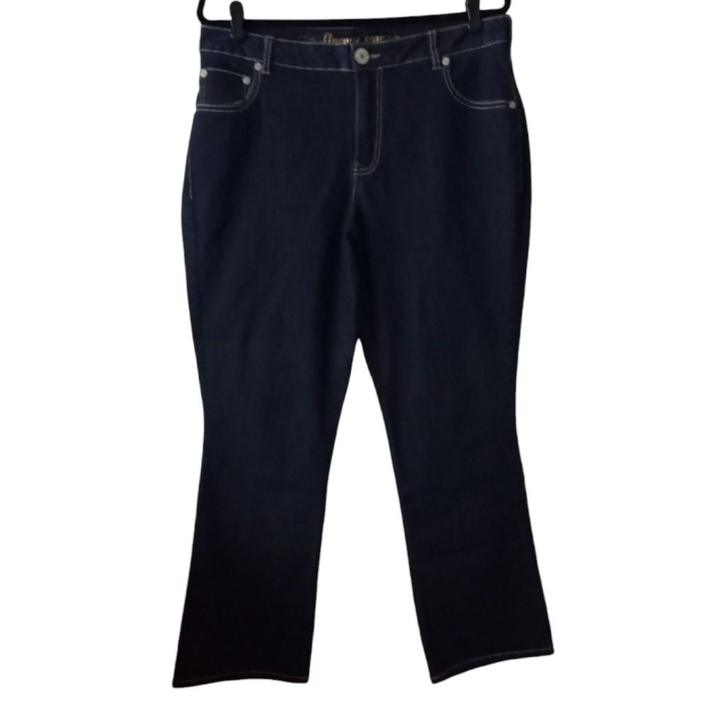 Avenue Jeans Dark Navy Wash The Straight 5 Pocket Cotton Blend Size 14 Petite